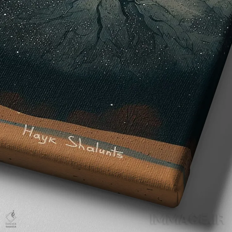 تابلو آیین شب زمستانی اثر هایک شالانتس - نمای نزدیک بافت بوم