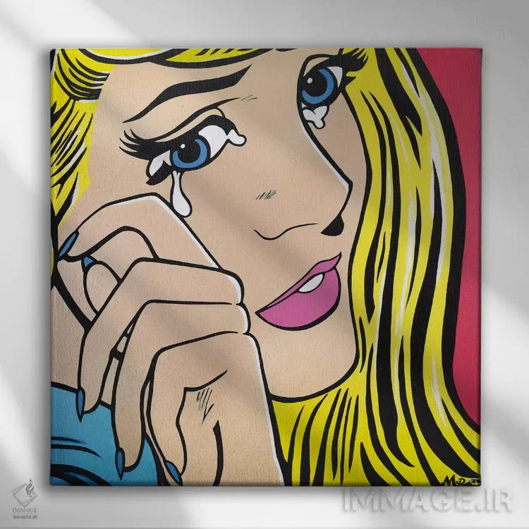 تابلو دختر گریان اثر هایبرید لایف آرت (استودیو هنری) - نمای روبهرو روی دیوار