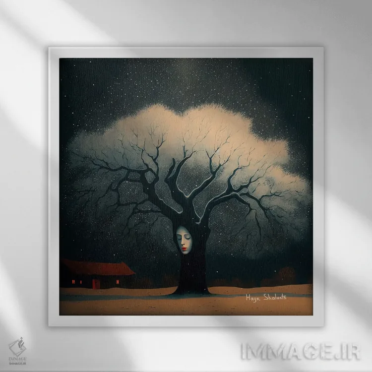 تابلو آیین شب زمستانی اثر هایک شالانتس - نمای قابدار سفید