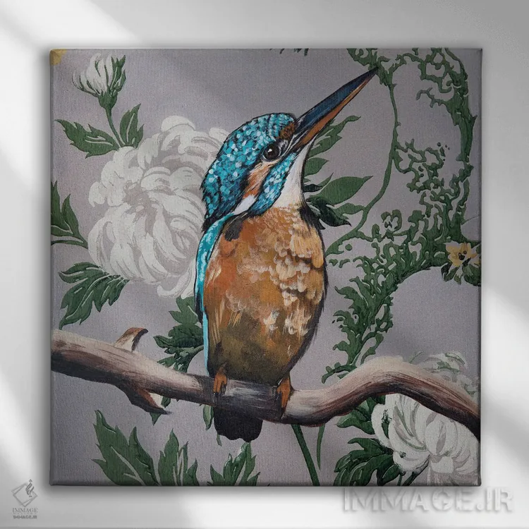 تابلو ماهیگیر پادشاه قدیمی (پرنده) اثر هیلی موریس - نمای روبهرو روی دیوار