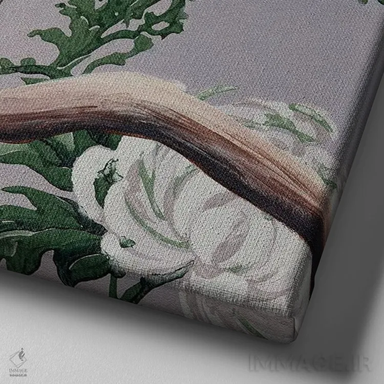 تابلو ماهیگیر پادشاه قدیمی (پرنده) اثر هیلی موریس - نمای نزدیک بافت بوم