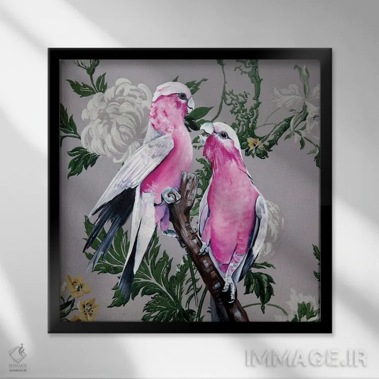 تابلو گالاهای قدیمی (نوعی طوطی) اثر هیلی موریس - نمای قابدار مشکی