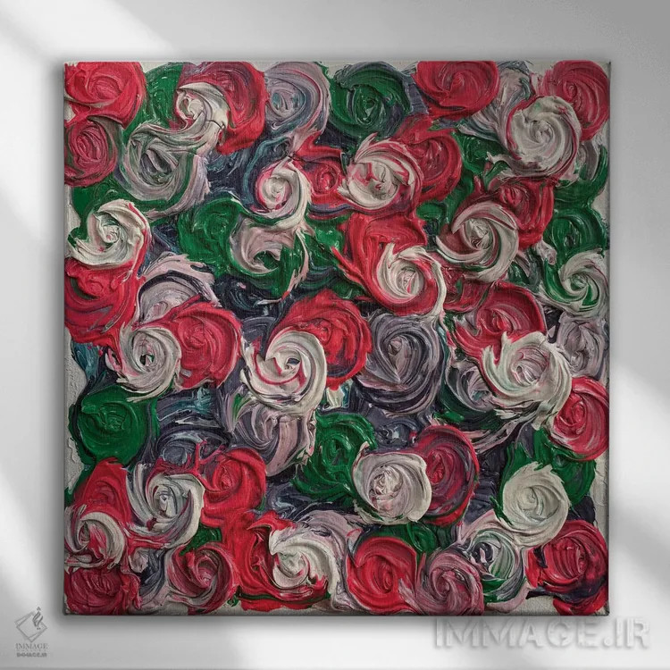 تابلو سری رز۲ (گلها در زندگی ۱) اثر جونگ-هیون پارک - نمای روبهرو روی دیوار