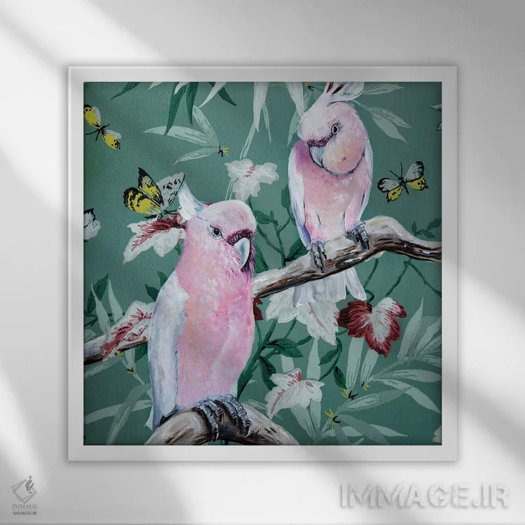تابلو میچلهای قدیمی (گونهای طوطی) اثر هیلی موریس - نمای قابدار سفید