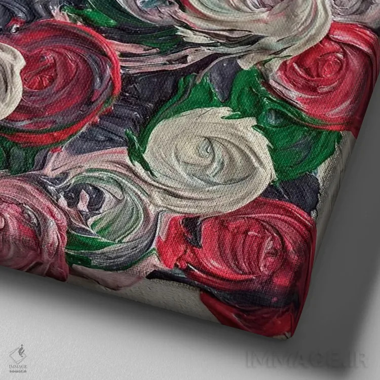 تابلو سری رز۲ (گلها در زندگی ۱) اثر جونگ-هیون پارک - نمای نزدیک بافت بوم