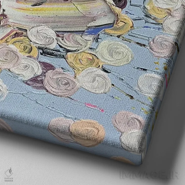 تابلو سری رز ۴ - باد، آوریل۲ اثر جونگ-هیون پارک - نمای نزدیک بافت بوم