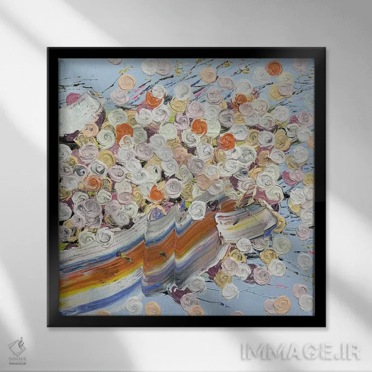 تابلو سری رز ۴ - باد، آوریل۲ اثر جونگ-هیون پارک - نمای قابدار مشکی