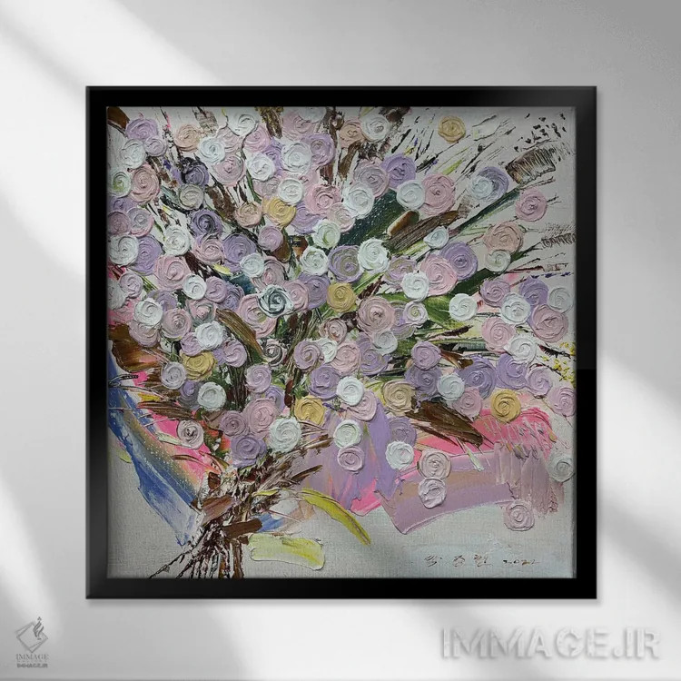 تابلو رز در زندگی - مشتی گل وحشی اثر جونگ-هیون پارک - نمای قابدار مشکی