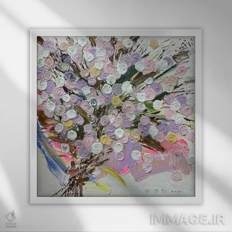 تابلو رز در زندگی - مشتی گل وحشی اثر جونگ-هیون پارک - نمای قابدار سفید