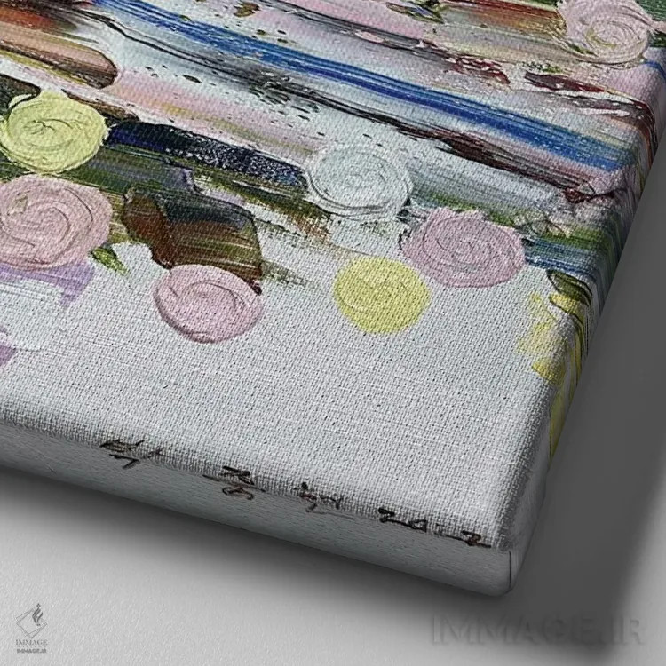 تابلو رز در زندگی - بافت زمان اثر جونگ-هیون پارک - نمای نزدیک بافت بوم