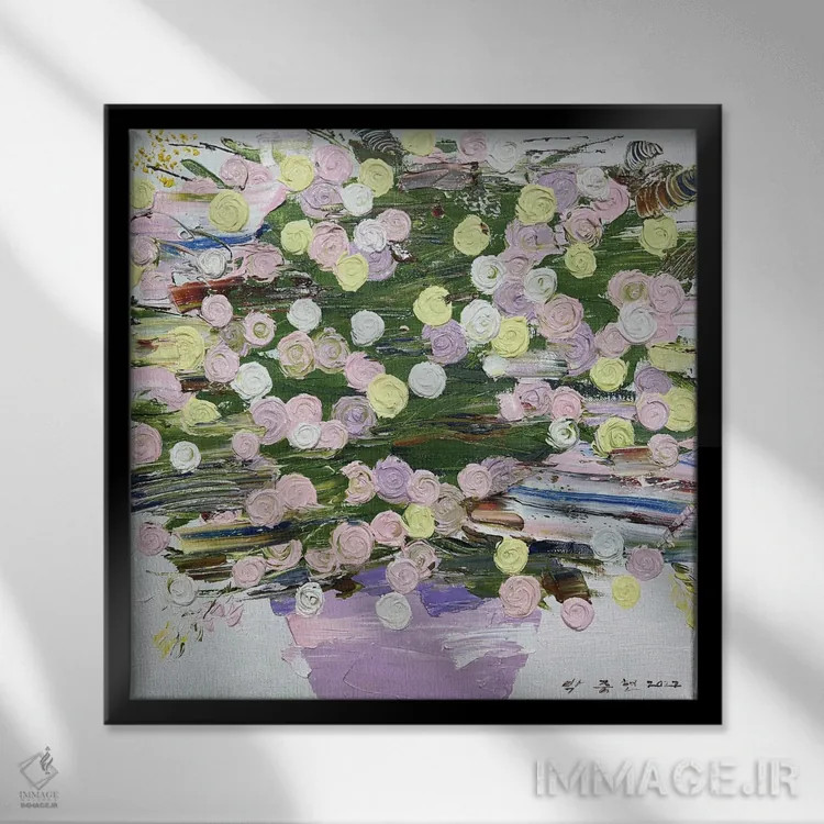 تابلو رز در زندگی - بافت زمان اثر جونگ-هیون پارک - نمای قابدار مشکی