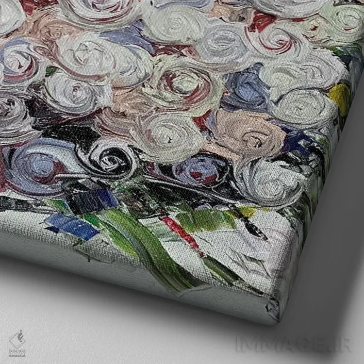 تابلو سری رز ۳-۰۲۱ (گلها در زندگی) اثر جونگ-هیون پارک - نمای نزدیک بافت بوم