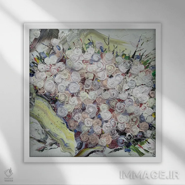 تابلو سری رز ۳-۰۲۱ (گلها در زندگی) اثر جونگ-هیون پارک - نمای قابدار سفید