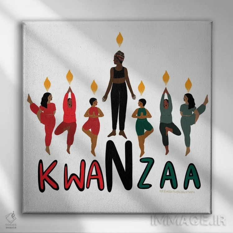 تابلو کوانزا (جشن آفریقایی-آمریکایی) اثر هارمونی ویلو - نمای روبهرو روی دیوار