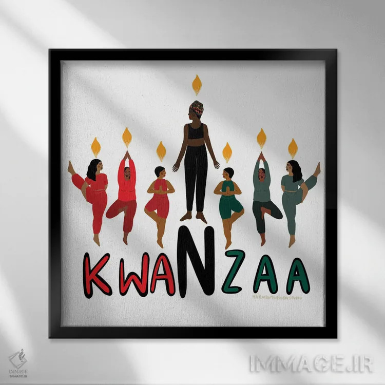 تابلو کوانزا (جشن آفریقایی-آمریکایی) اثر هارمونی ویلو - نمای قابدار مشکی