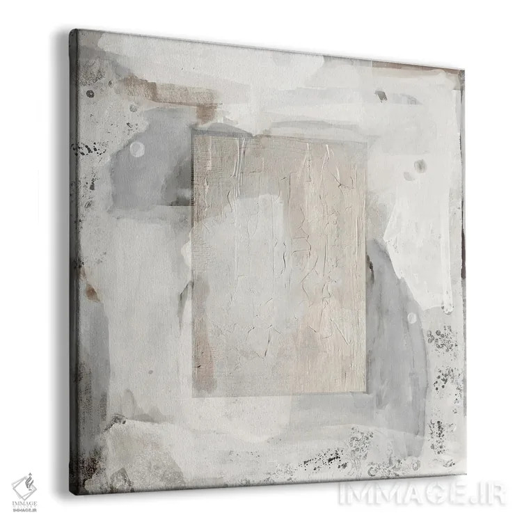 تابلو مربع انتزاعی سفید اثر هیلی میشل - نمای پرسپکتیو محصول