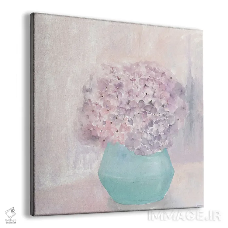 تابلو هورتانسیا در گلدان آبی اثر هیلی میشل - نمای پرسپکتیو محصول