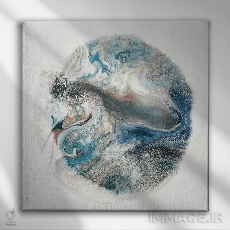 تابلو کیهان آبی یک اثر هیزل جی - نمای روبهرو روی دیوار