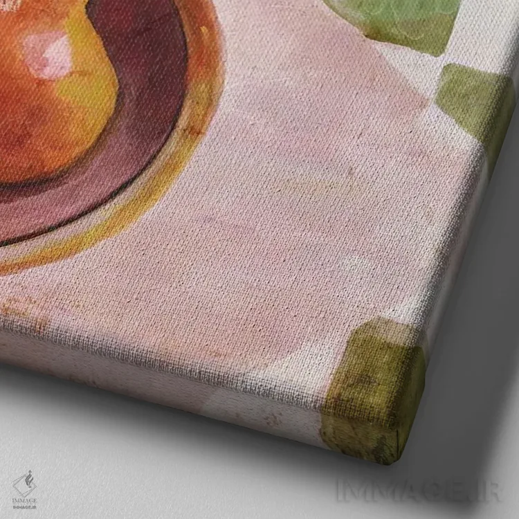 تابلو گلابیها در یک کاسه اثر هیلی میشل - نمای نزدیک بافت بوم