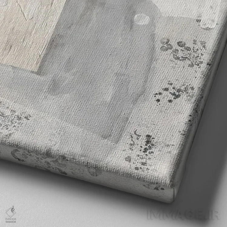 تابلو مربع انتزاعی سفید اثر هیلی میشل - نمای نزدیک بافت بوم