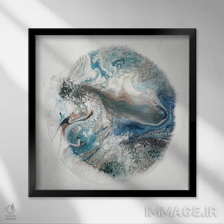 تابلو کیهان آبی یک اثر هیزل جی - نمای قابدار مشکی