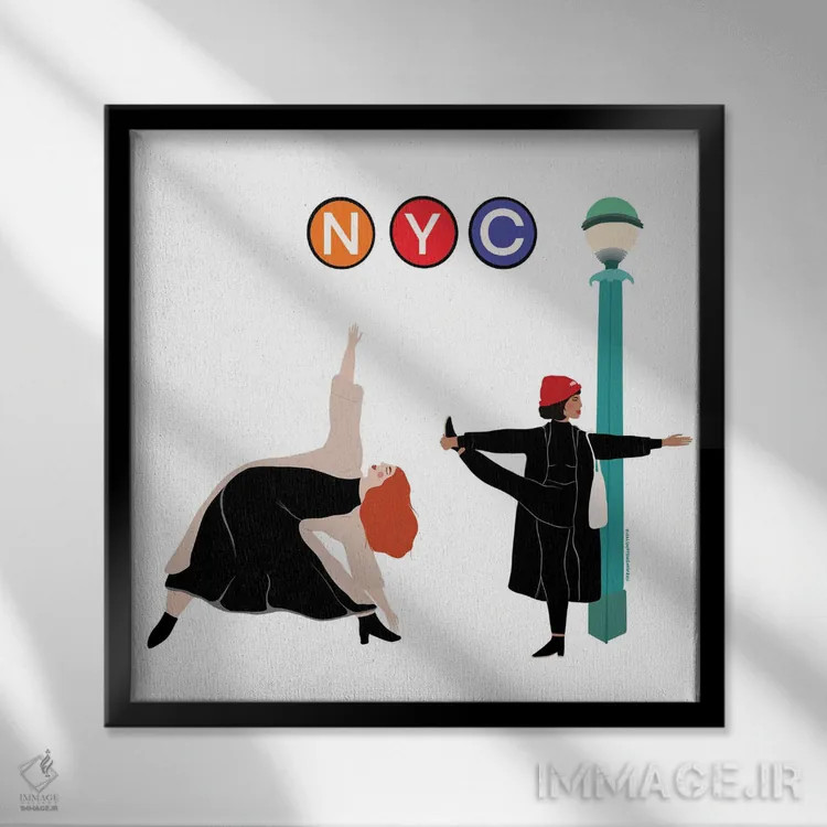 تابلو یوگیهای نیویورک (ورزشکاران یوگا نیویورک) اثر هارمونی ویلو - نمای قابدار مشکی