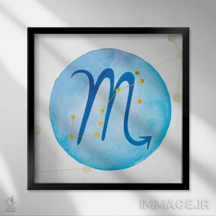 تابلو درخشش عقرب همراه با صورت فلکی اثر فایو بای فایو کالکتیو - نمای قابدار مشکی