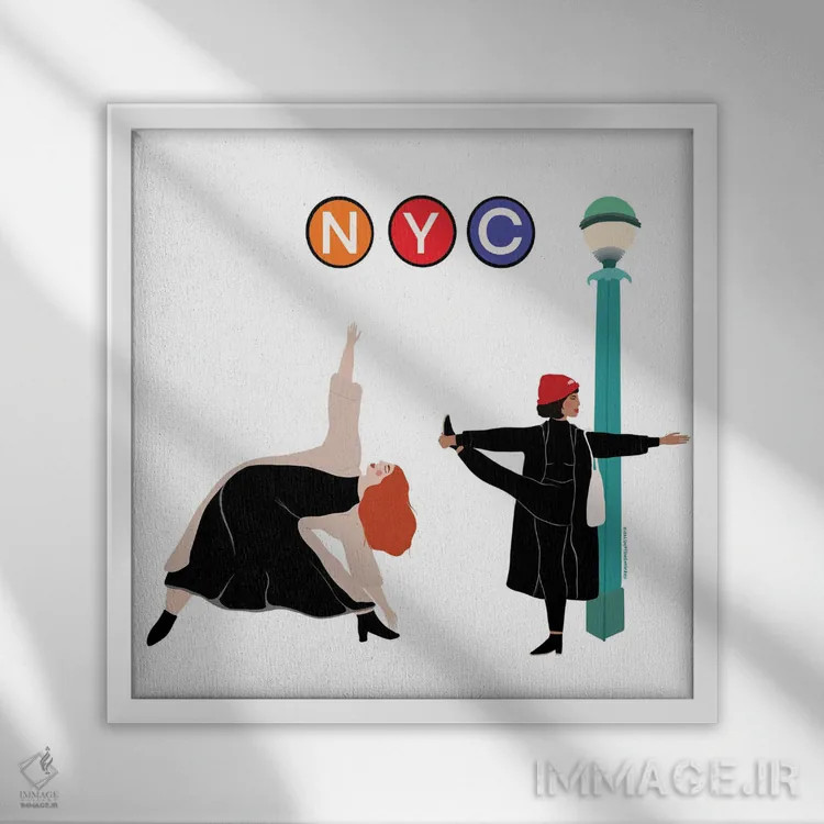 تابلو یوگیهای نیویورک (ورزشکاران یوگا نیویورک) اثر هارمونی ویلو - نمای قابدار سفید