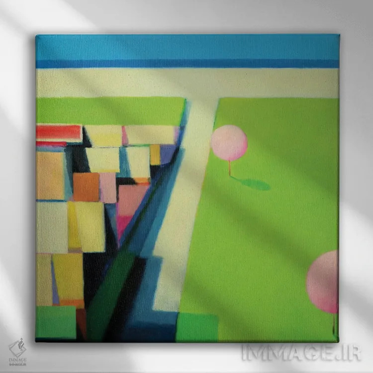 تابلو درختان گیلاس شکوفه داده اثر ایوا باکلانه - نمای روبهرو روی دیوار