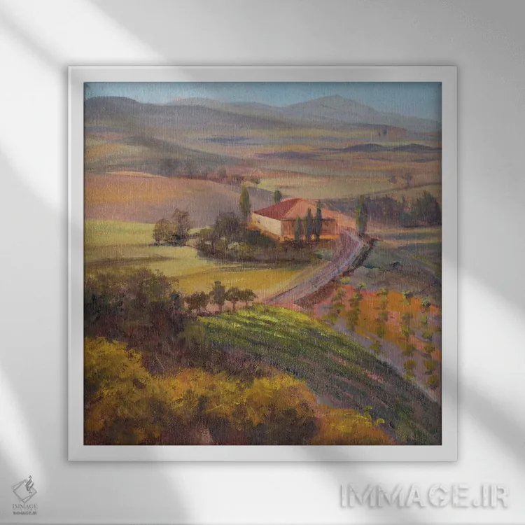 تابلو توسکانی نوستالژیک یک اثر ساندرا یافراته - نمای قابدار سفید