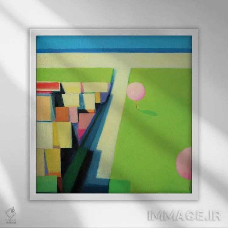 تابلو درختان گیلاس شکوفه داده اثر ایوا باکلانه - نمای قابدار سفید