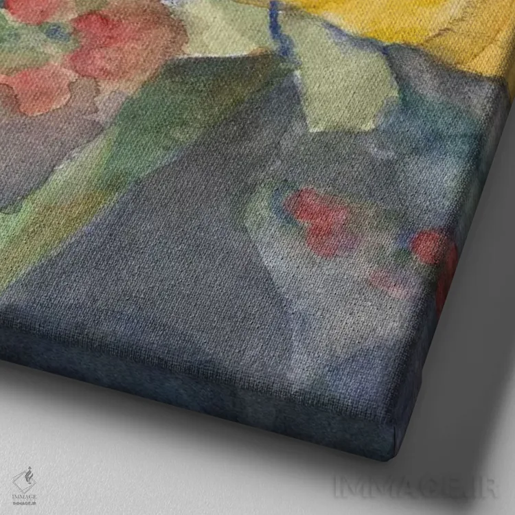 تابلو آفتابگردانها با آبرنگ دو اثر ساندرا یافراته - نمای نزدیک بافت بوم