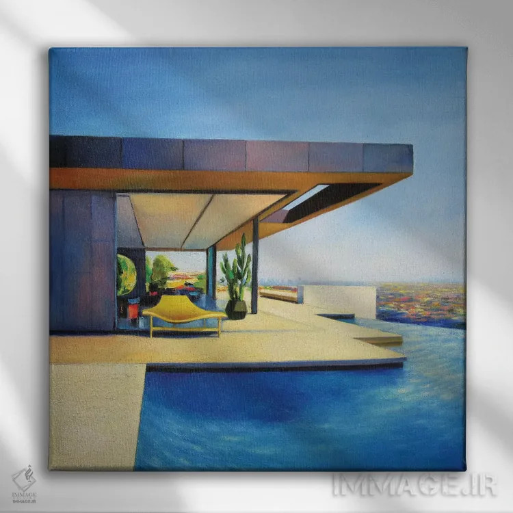 تابلو خانه با صندلی زرد اثر ایوا باکلانه - نمای روبهرو روی دیوار