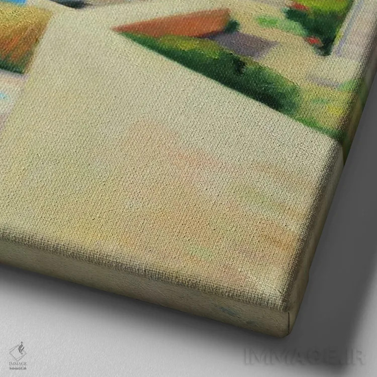 تابلو خانه کنار ساحل اثر ایوا باکلانه - نمای نزدیک بافت بوم