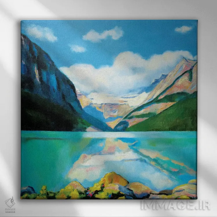 تابلو دریاچه لوییز اثر ایوا باکلانه - نمای روبهرو روی دیوار