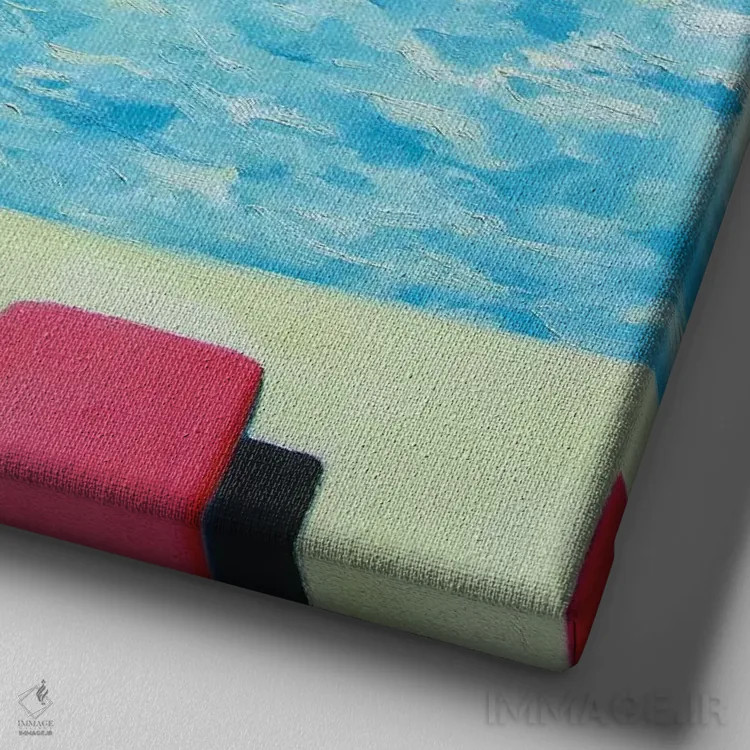 تابلو صبح کنار استخر اثر ایوا باکلانه - نمای نزدیک بافت بوم