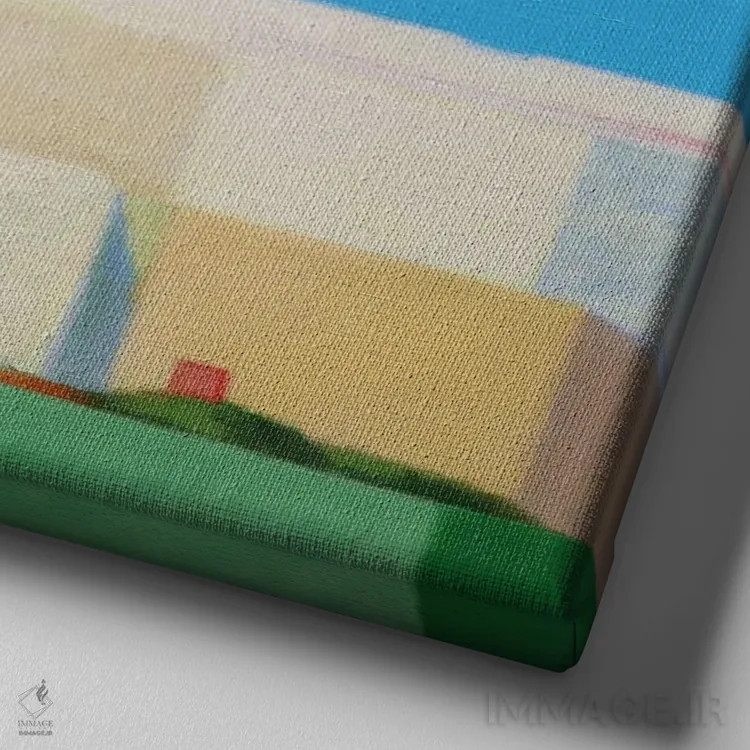 تابلو شهر ساحلی، اکتبر اثر ایوا باکلانه - نمای نزدیک بافت بوم