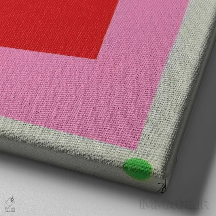 تابلو مکعب قرمز اثر ایوا باکلانه - نمای نزدیک بافت بوم