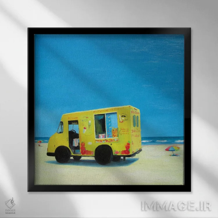 تابلو وانت بستنیفروشی اثر ایوا باکلانه - نمای قابدار مشکی