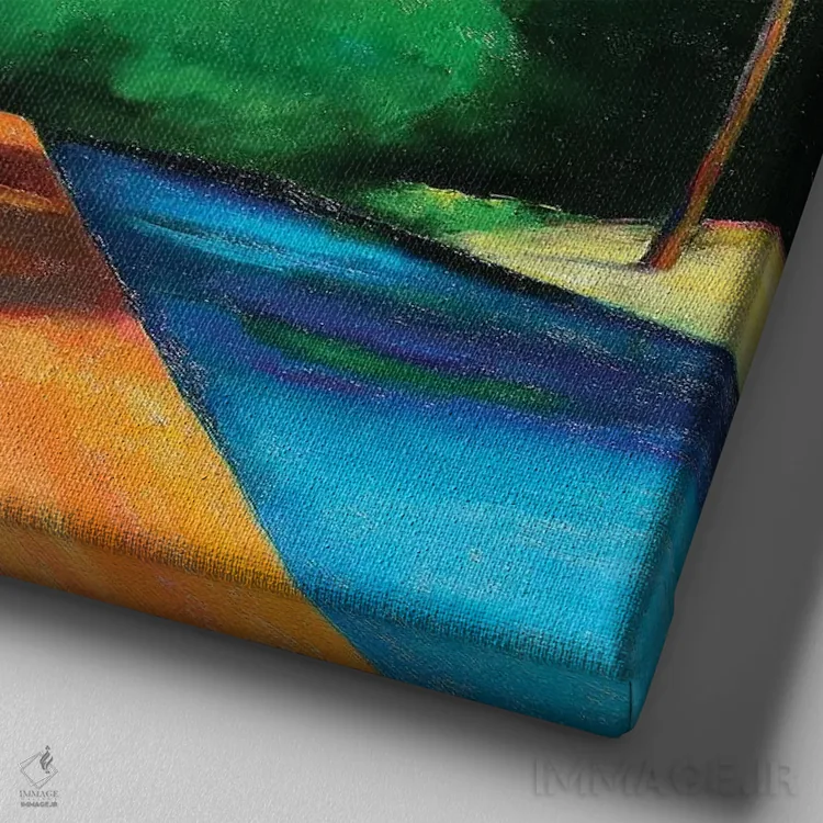 تابلو خانه کنار ساحل اثر ایوا باکلانه - نمای نزدیک بافت بوم