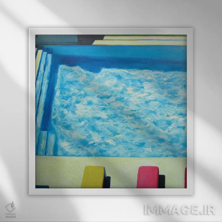تابلو صبح کنار استخر اثر ایوا باکلانه - نمای قابدار سفید