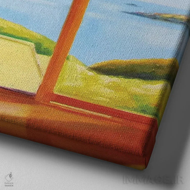 تابلو خانه تعطیلات (صبح بخیر) اثر ایوا باکلانه - نمای نزدیک بافت بوم