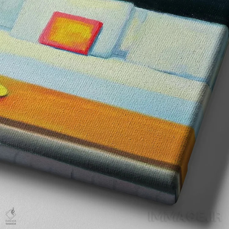 تابلو بالش قرمز اثر ایوا باکلانه - نمای نزدیک بافت بوم