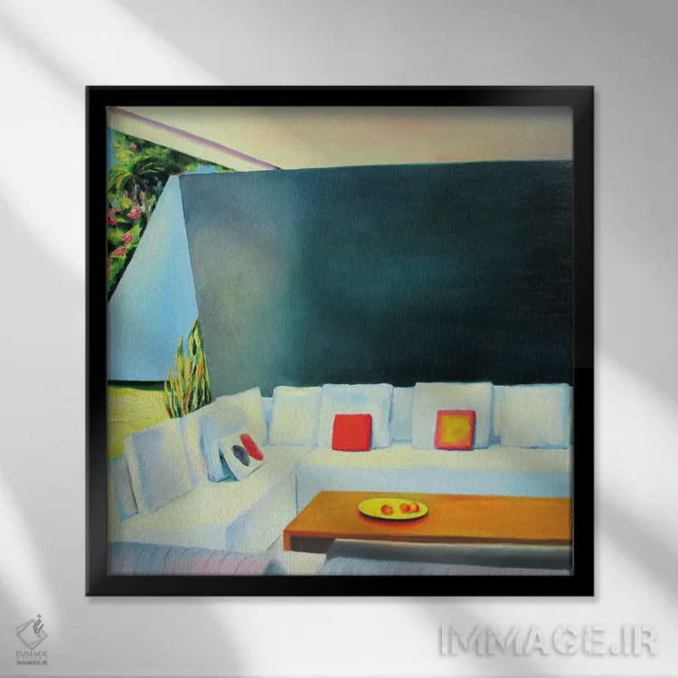 تابلو بالش قرمز اثر ایوا باکلانه - نمای قابدار مشکی