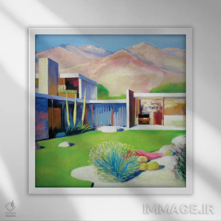 تابلو یکشنبه پالم اسپرینگز اثر ایوا باکلانه - نمای قابدار سفید