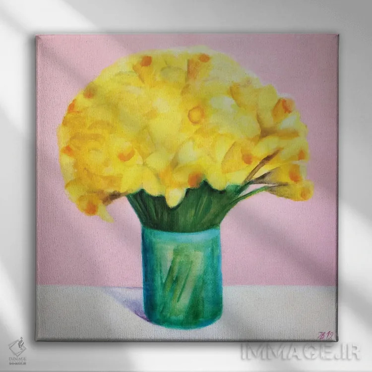 تابلو نرگسها اثر ایوا باکلانه - نمای روبهرو روی دیوار