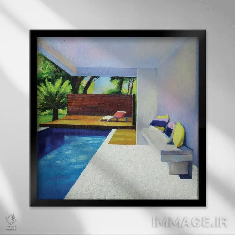 تابلو تراس سفید اثر ایوا باکلانه - نمای قابدار مشکی