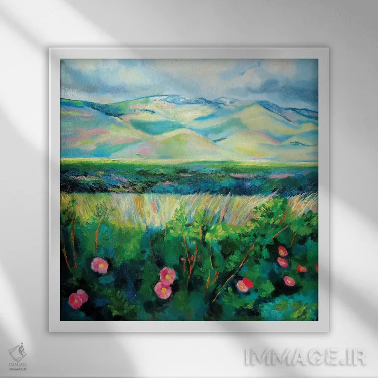 تابلو رزهای وحشی اثر ایوا باکلانه - نمای قابدار سفید