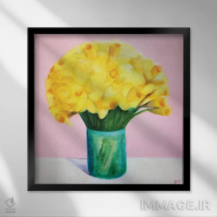 تابلو نرگسها اثر ایوا باکلانه - نمای قابدار مشکی