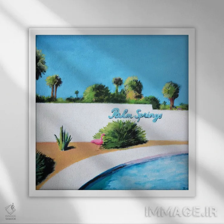 تابلو پالم اسپرینگز (شهر) اثر ایوا باکلانه - نمای قابدار سفید